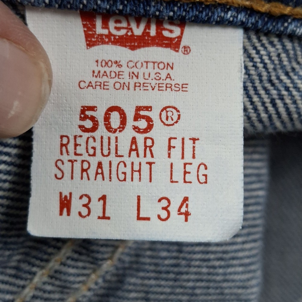 Vintage 90's Levi's 505 Jeans Mens 31x33 Made in USA Dark Wash Indigo 505-0217 - Picture 8 of 11